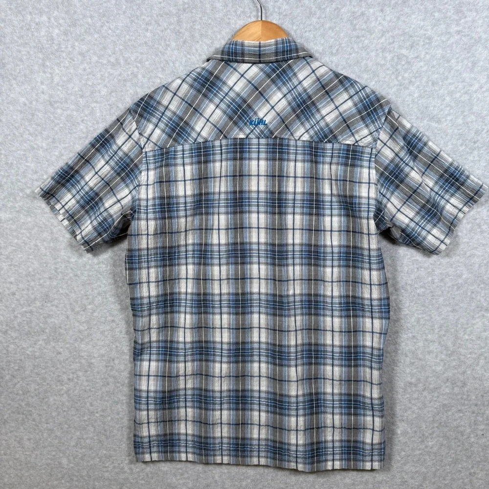 Kuhl Mens Large Blue Grey Plaid Short Sleeve Button Down Mountain Shirt Cotton - Picture 2 of 16